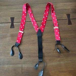 Stacy Adam's Men's Suspenders button tab adjustable Red with pattern